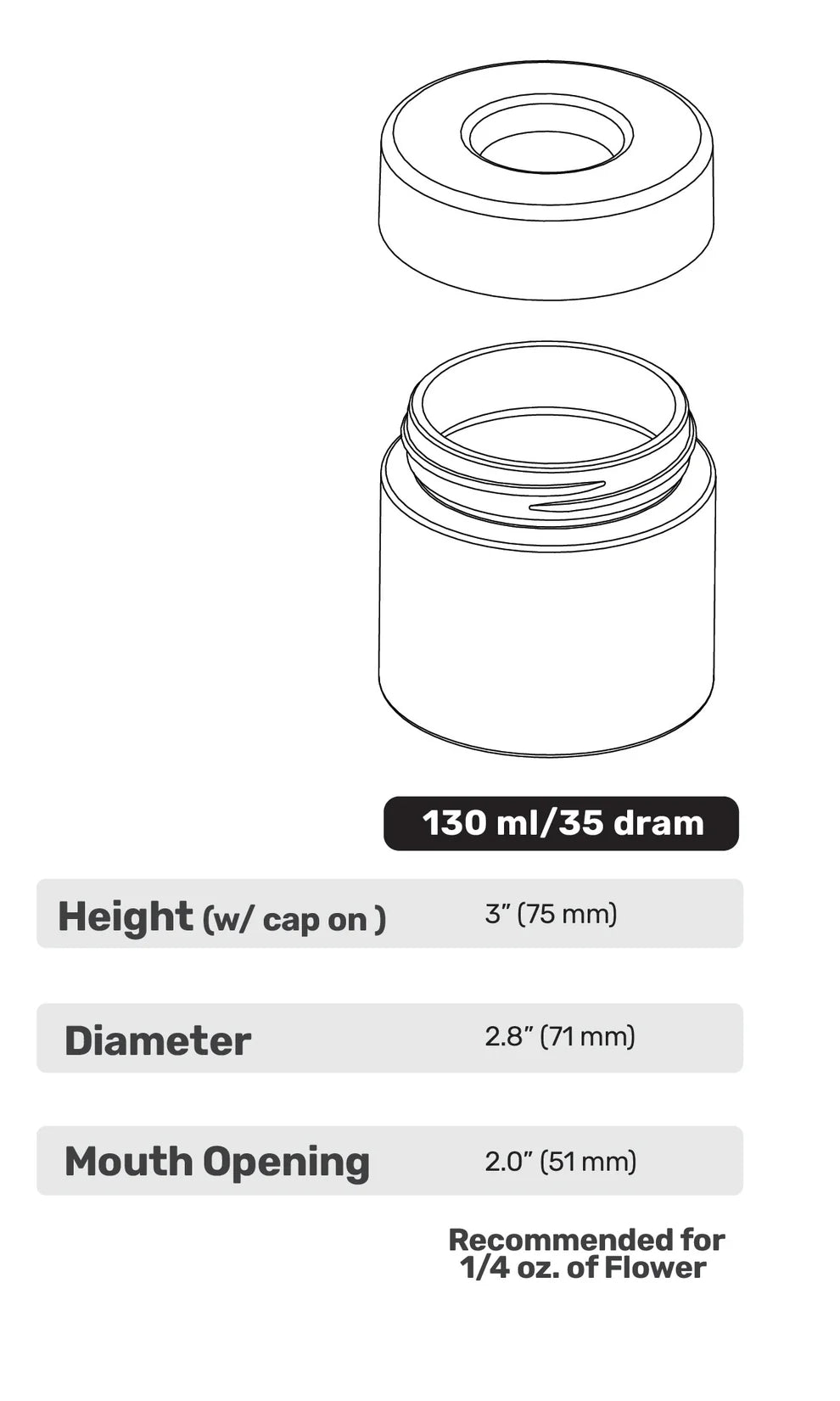 Pop-Vac™ Flower Jars (1/4oz - 130ml)