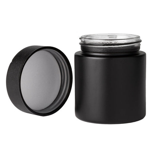 4oz Matte Black Straight Sided Glass Cannabis Jar with Black Child Resistant Cap