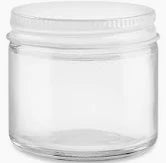 2oz Clear Straight-Sided Glass Jar with White Metal Lid